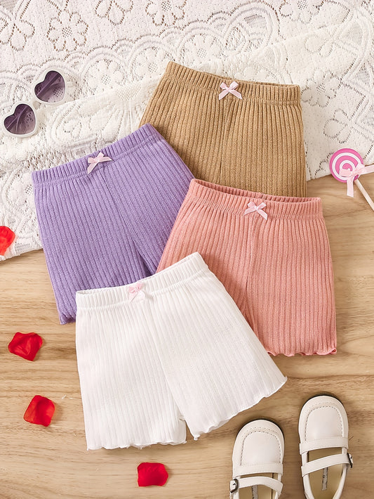 4pcs Cute Shorts For Girls, Summer Basic Shorts Set