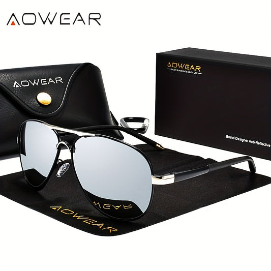 1 Pair AOWEAR Men's Sunglasses Men Polarized Mirror HD Driving Sunglasses
