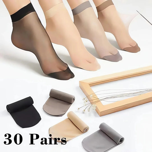 1-30 pares meias de verão transparentes ultrafinos mulheres náilon senhoras curto tornozelo meias elástico cristal primavera seda sox